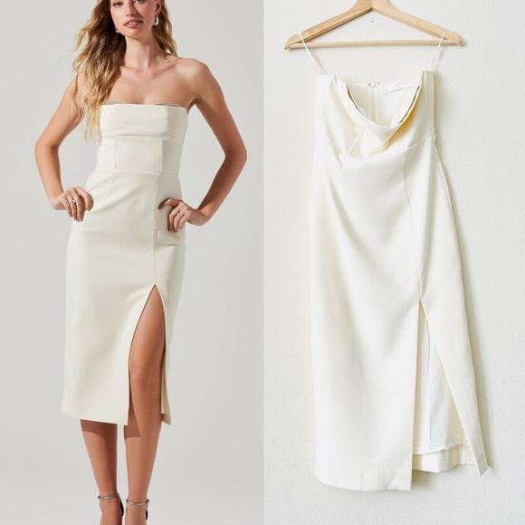 ASTR The Label SMALL Melanie embellished corset bodycon midi dress in ivory - Picture 1 of 9